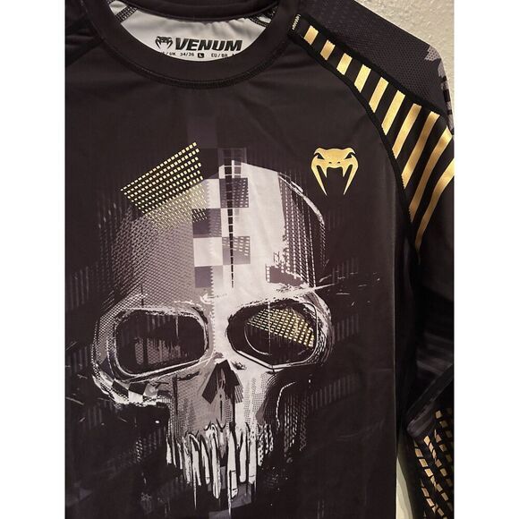 Venum Mens Large Skull Rashguard Long Sleeve Black Jiu Jitsu - Picture 4 of 11